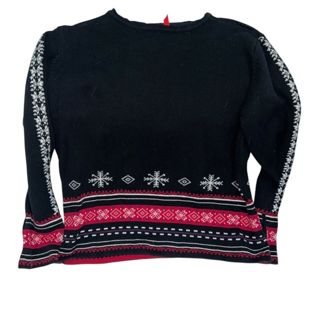 hanna andersson classic black red fair isle cotton sweater M